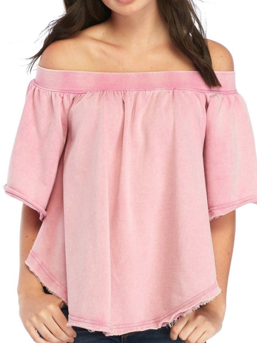 Free People Kiss Me Off-Shoulder Light Pink Top XS